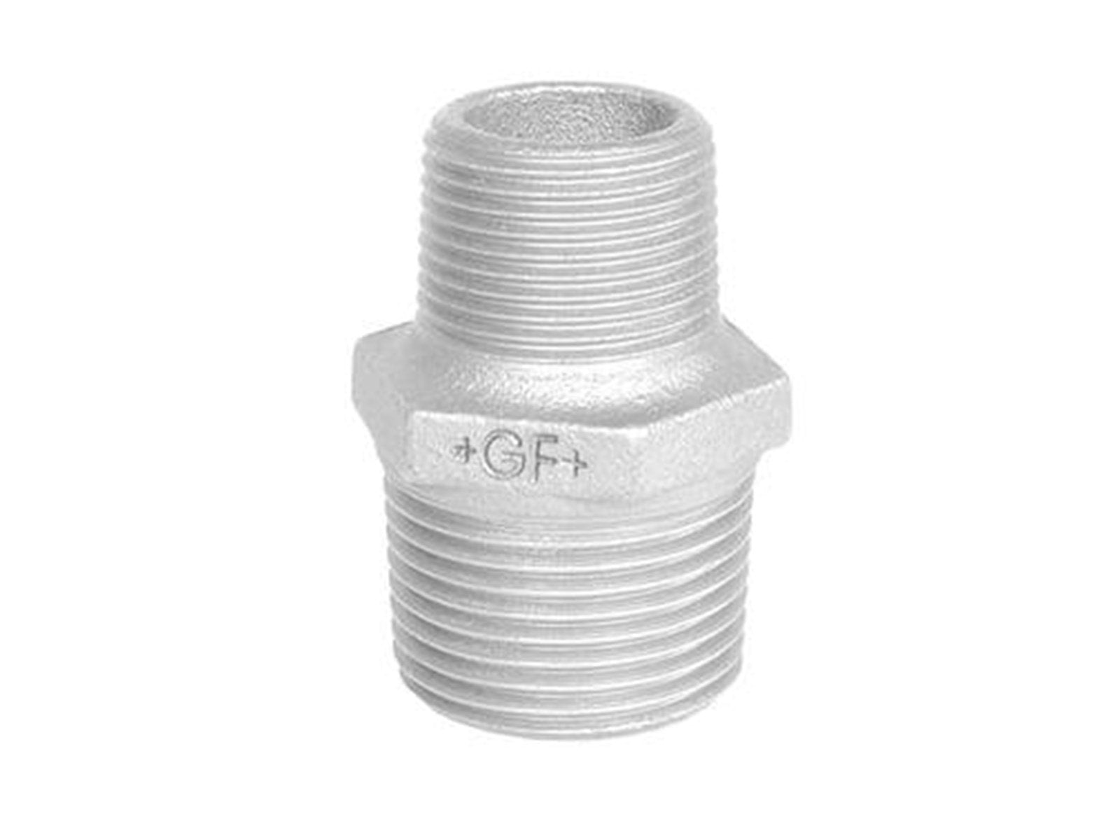 +GF+ Hexagon nipple galvanized reducing 1 1/4 x 1 +GF+ Hexagon nipple galvanized reducing 1 1/4 x 1